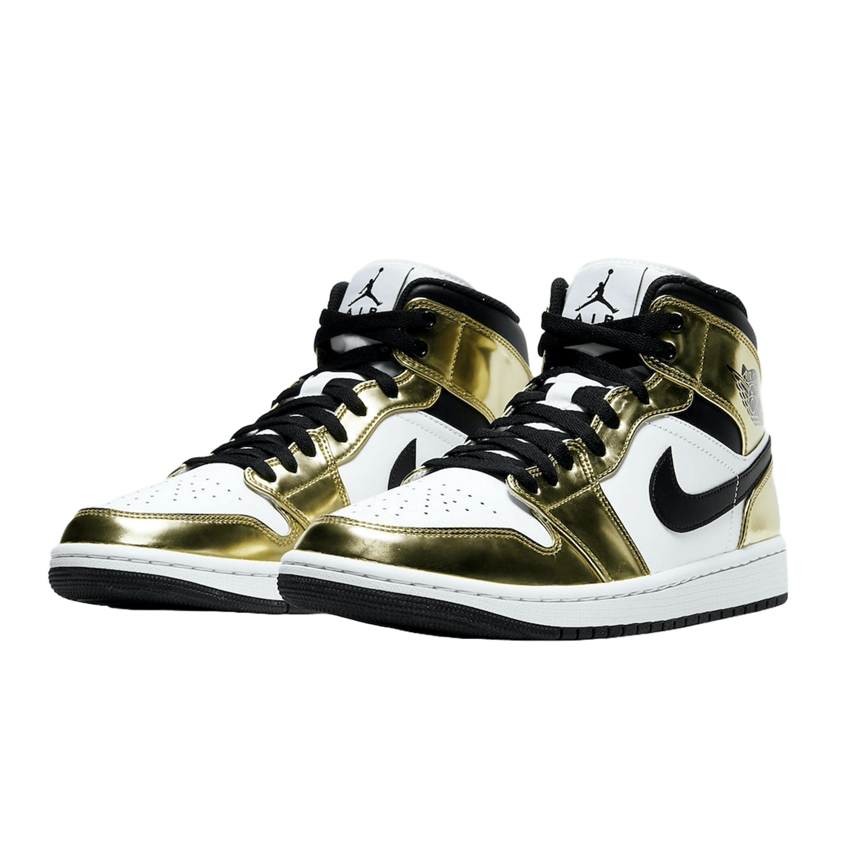 Nike Air Jordan 1 Mid Metallic Gold Black White Side