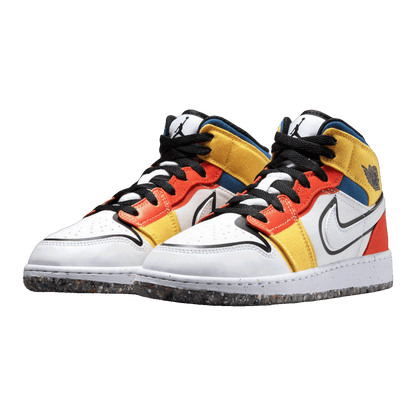 Nike Air Jordan 1 Mid Multi-Color Canvas (GS) Side