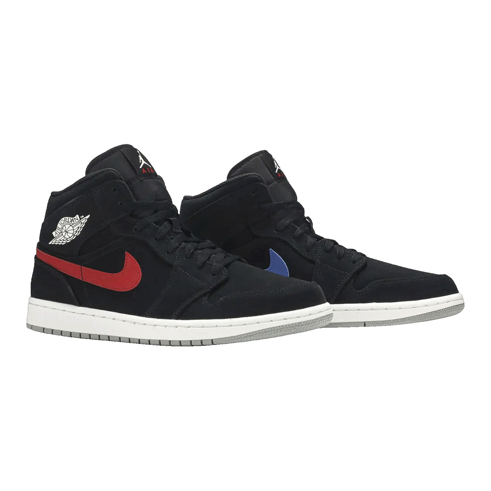 Nike Air Jordan 1 Mid Multi-Color Swoosh Black (GS) Side