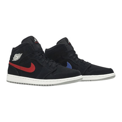 Nike Air Jordan 1 Mid Multi-Color Swoosh Black (GS) Side