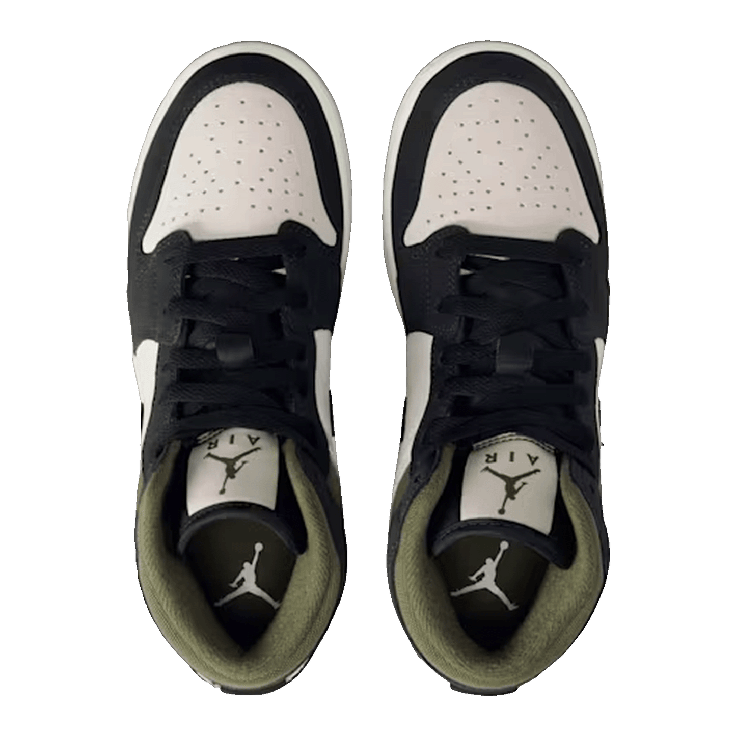Nike Air Jordan 1 Mid Off Noir Medium Olive (GS) Oben