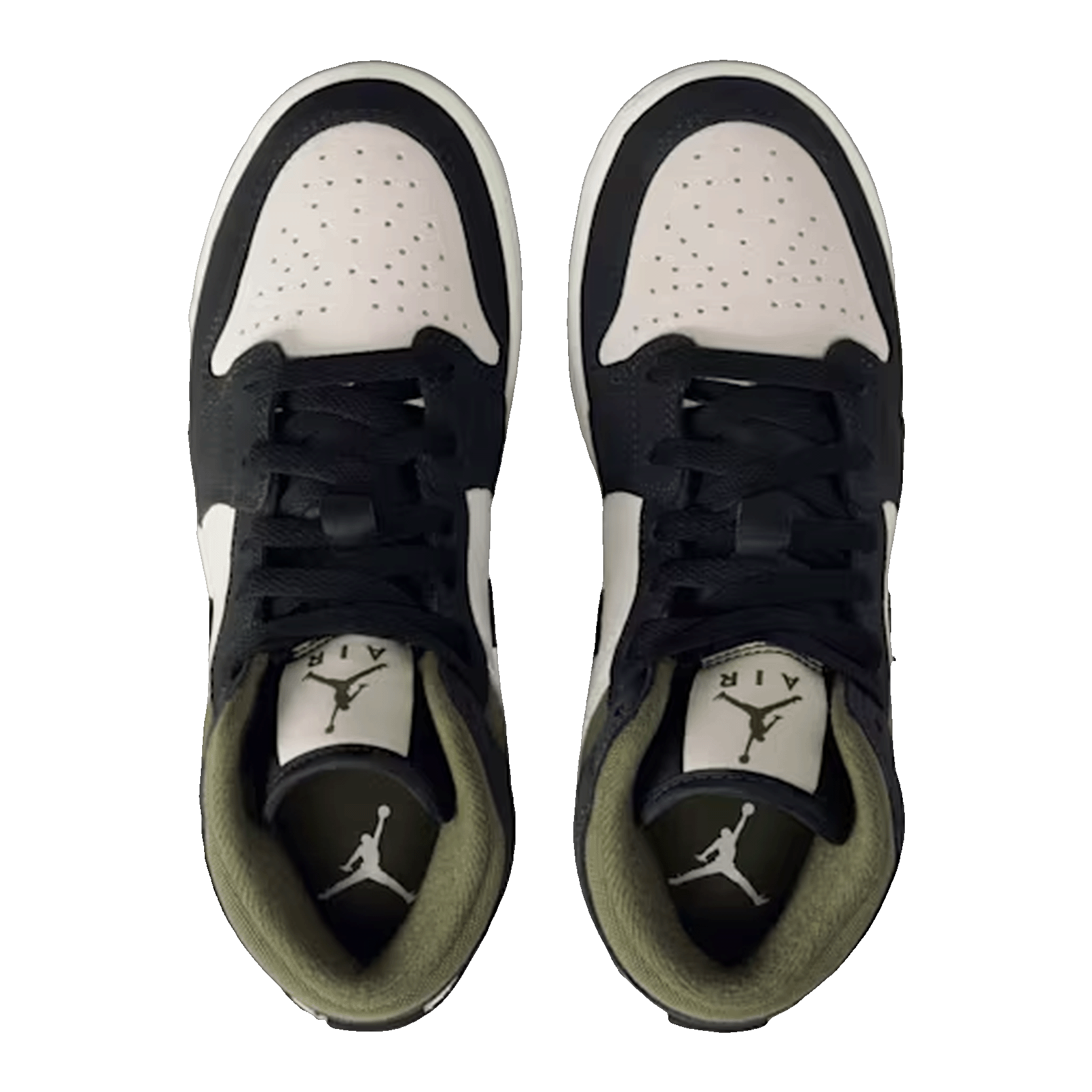 Nike Air Jordan 1 Mid Off Noir Medium Olive (GS) Oben