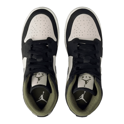 Nike Air Jordan 1 Mid Off Noir Medium Olive (GS) Oben