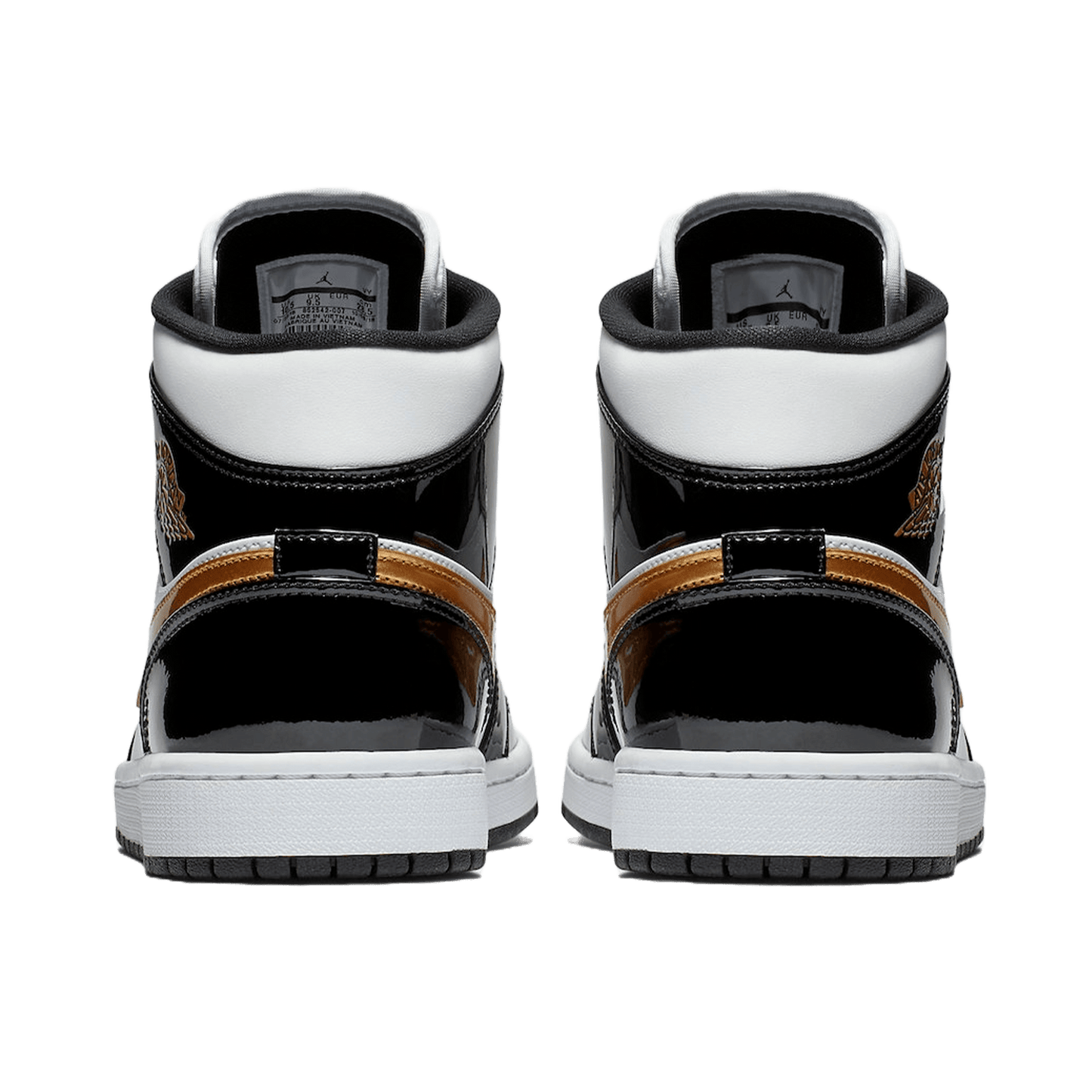 Nike Air Jordan 1 Mid Patent Black White Gold