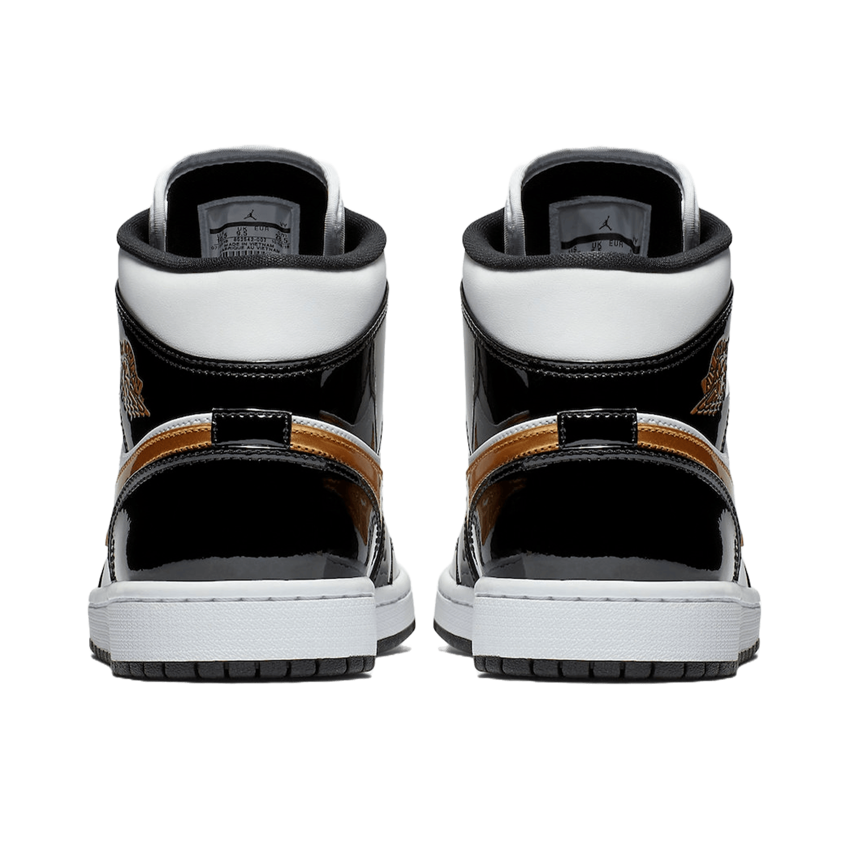 Nike Air Jordan 1 Mid Patent Black White Gold
