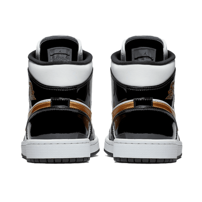 Nike Air Jordan 1 Mid Patent Black White Gold