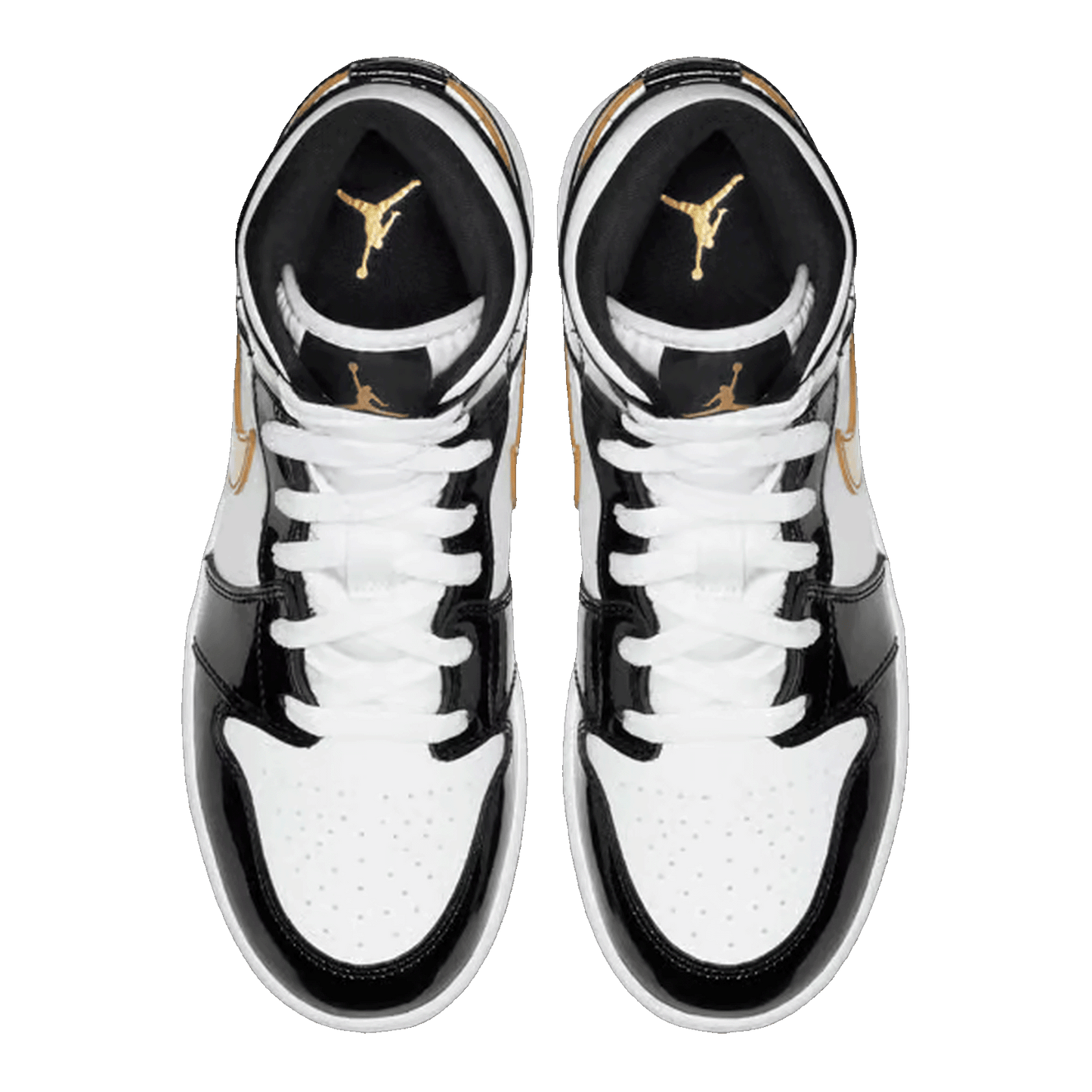 Nike Air Jordan 1 Mid Patent Black White Gold (GS) Oben