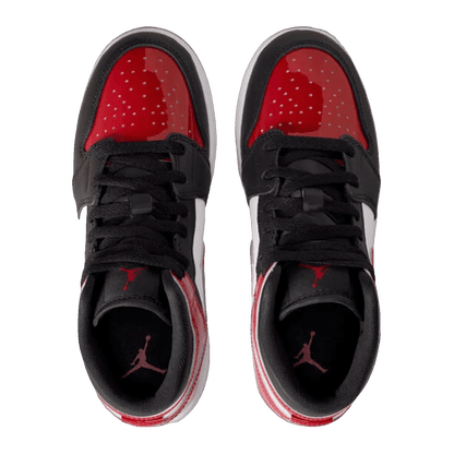 Nike Air Jordan 1 Mid Patent Bred Toe (GS) Oben