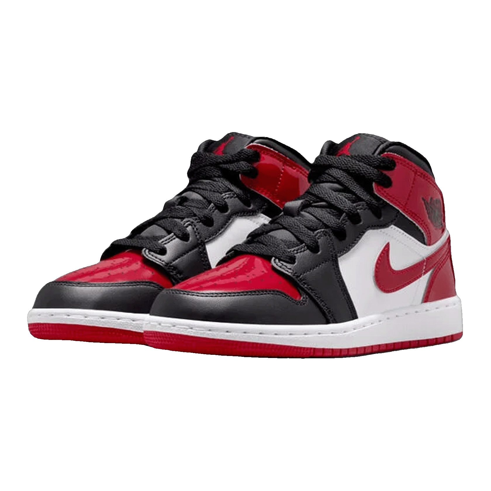 Nike Air Jordan 1 Mid Patent Bred Toe (GS) Side