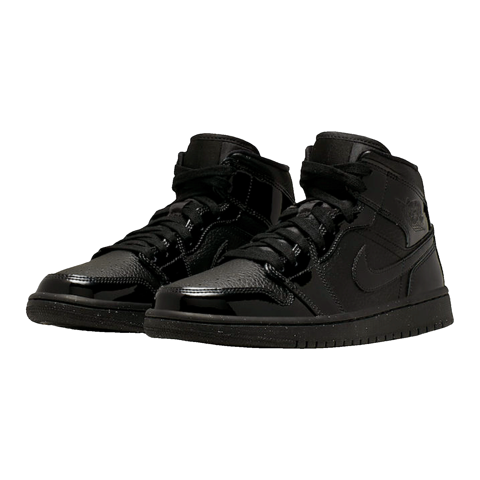Nike Air Jordan 1 Mid Patent Triple Black (W) Side