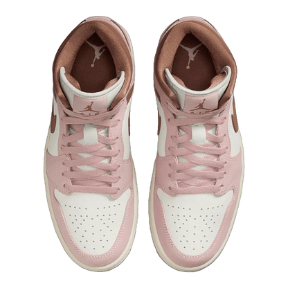 Nike Air Jordan 1 Mid Pink Oxford Brown (W) Oben
