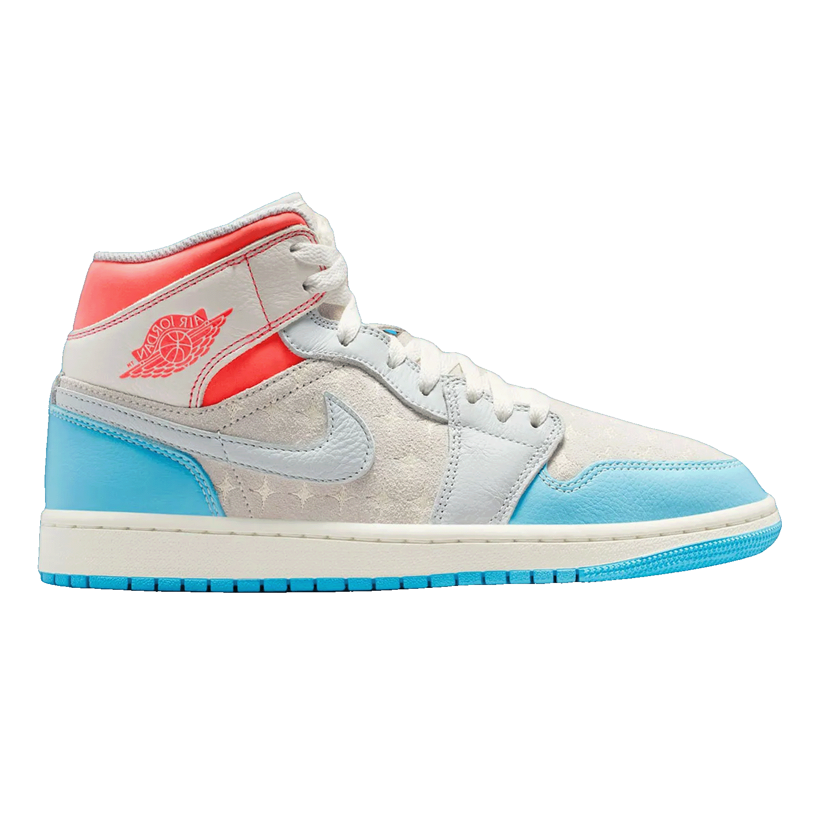 Nike Air Jordan 1 Mid Sail Hot Lava Blue Chill (W)