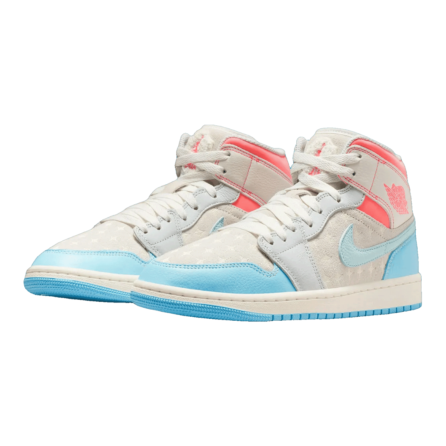Nike Air Jordan 1 Mid Sail Hot Lava Blue Chill (W) Side