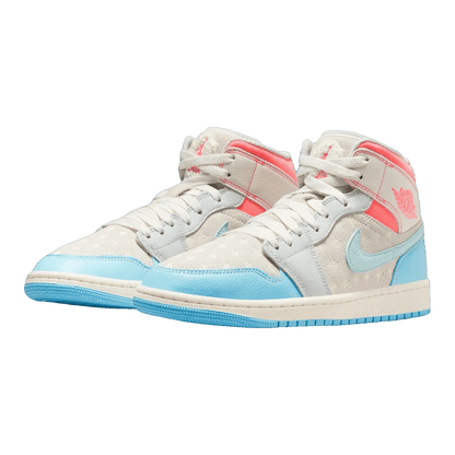 Nike Air Jordan 1 Mid Sail Hot Lava Blue Chill (W) Side