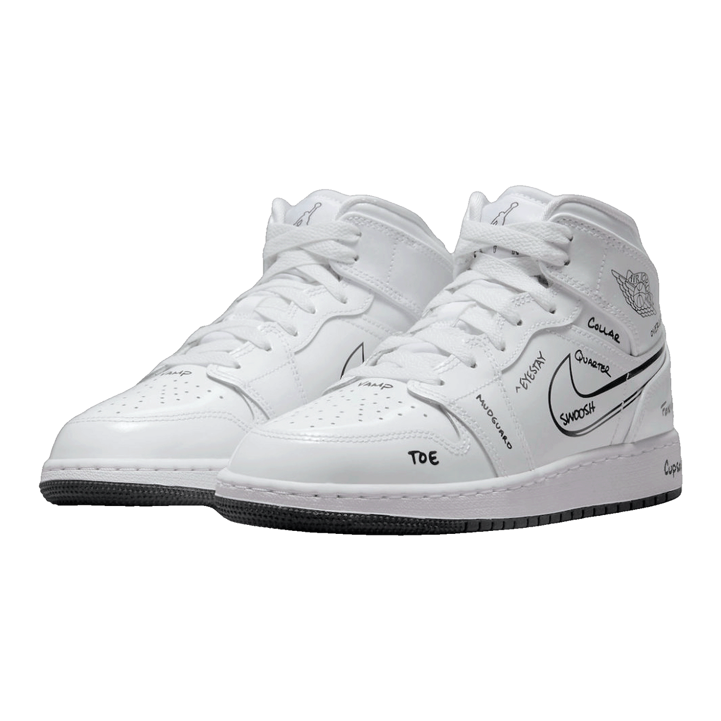 Nike Air Jordan 1 Mid Schematic (GS) Side