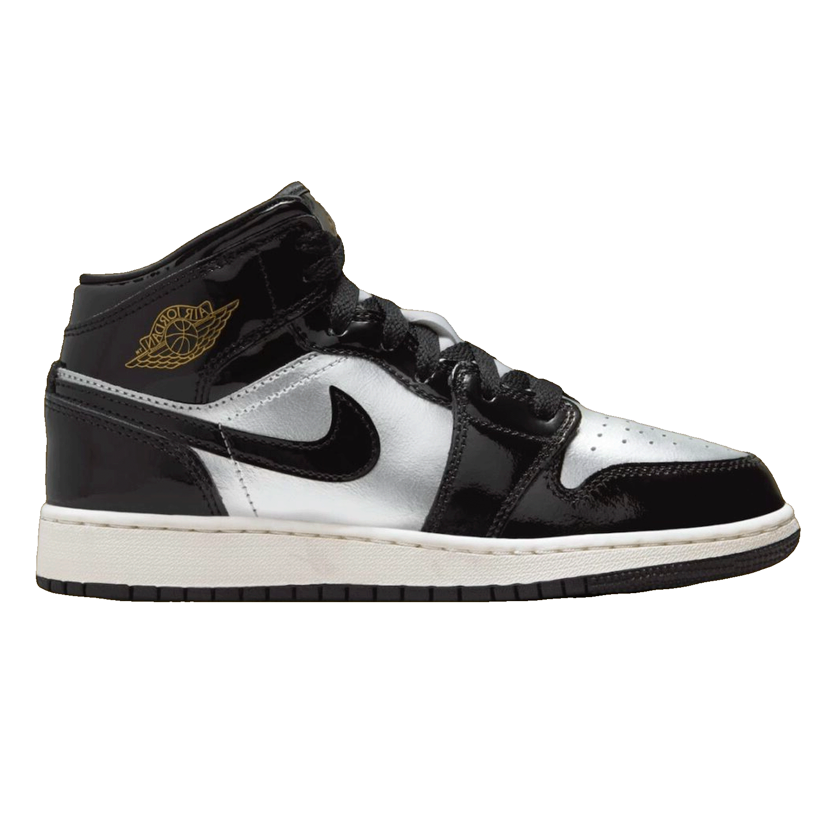 Nike Air Jordan 1 Mid SE Black Metallic Silver Sail Metallic Gold (GS)