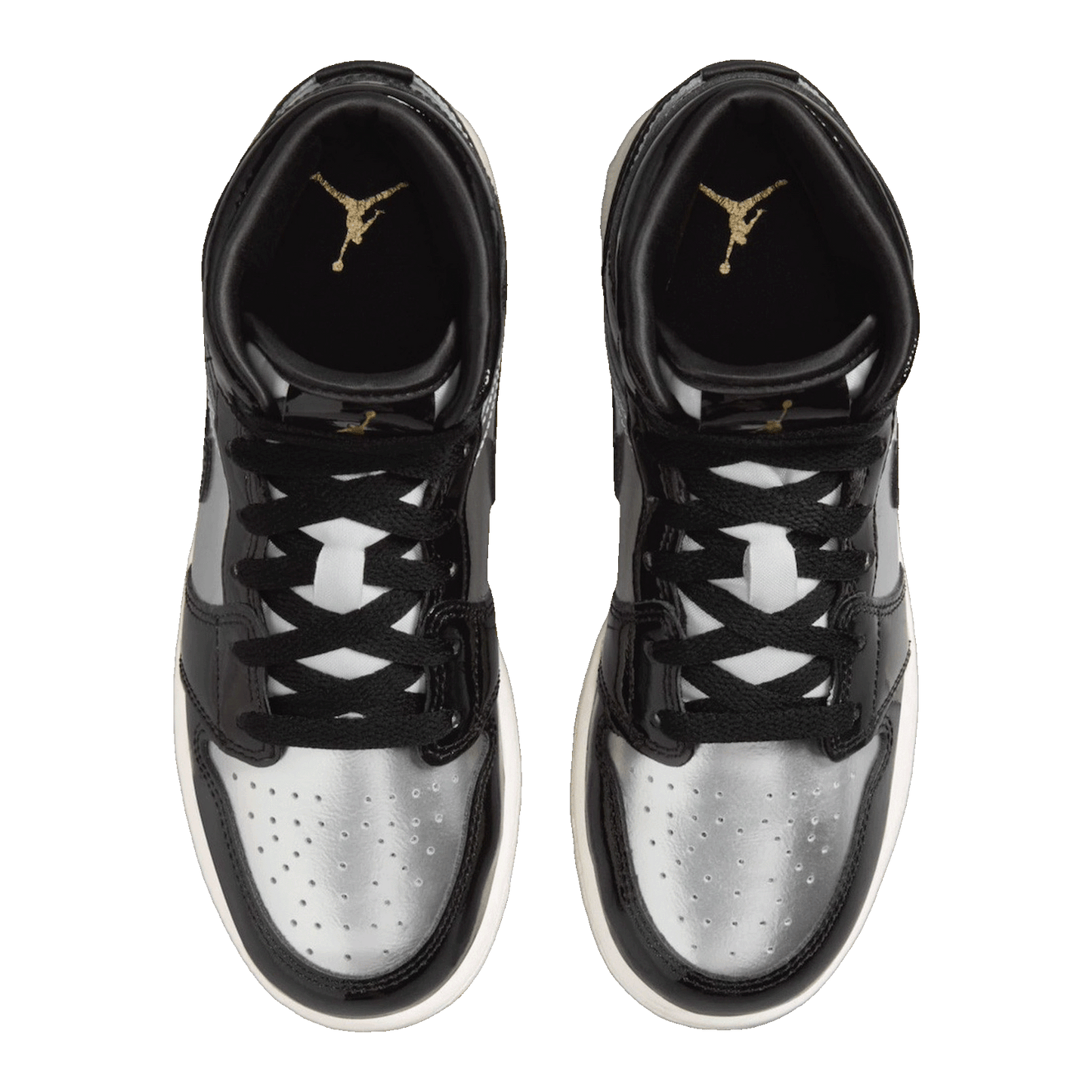 Nike Air Jordan 1 Mid SE Black Metallic Silver Sail Metallic Gold (GS) Oben