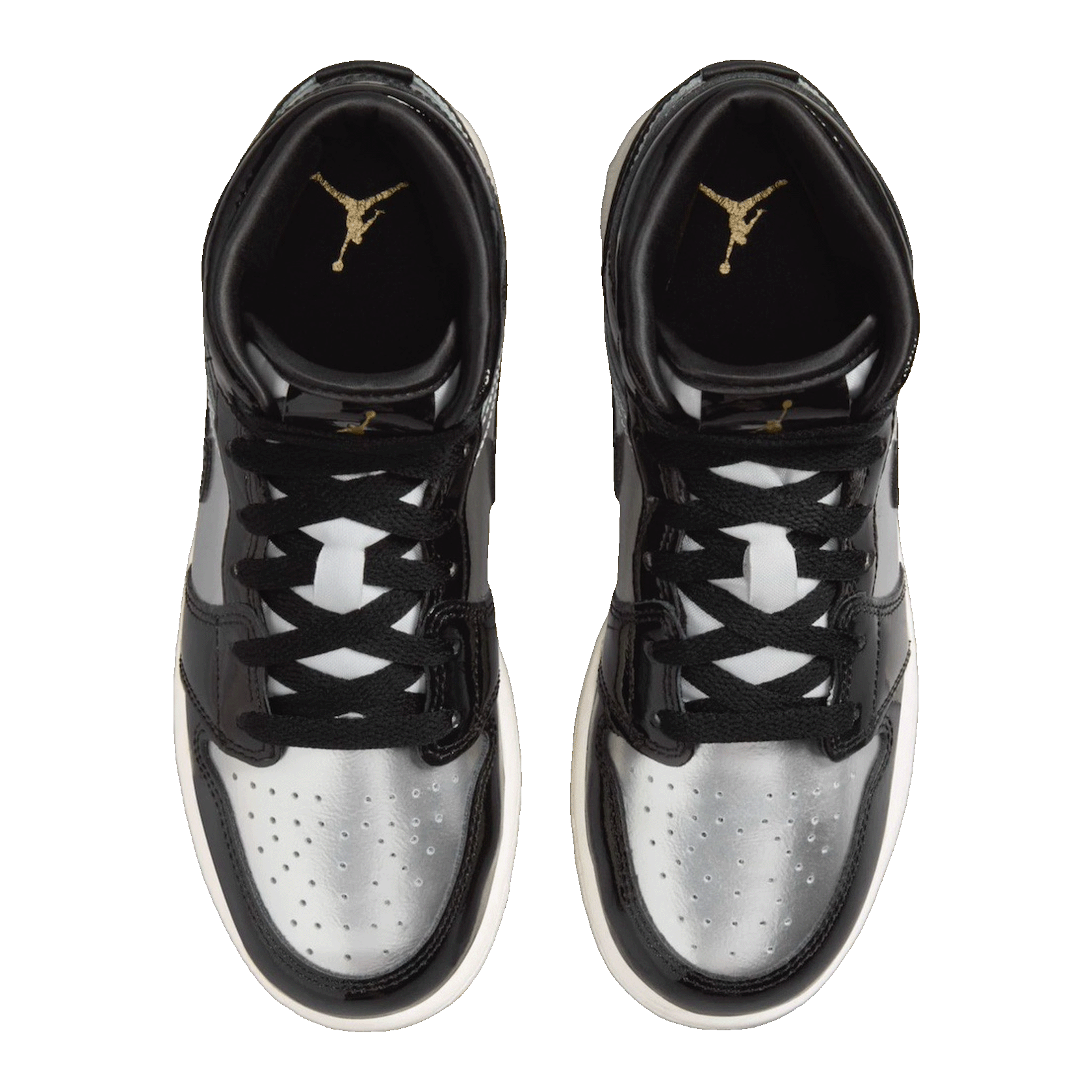 Nike Air Jordan 1 Mid SE Black Metallic Silver Sail Metallic Gold (GS) Oben