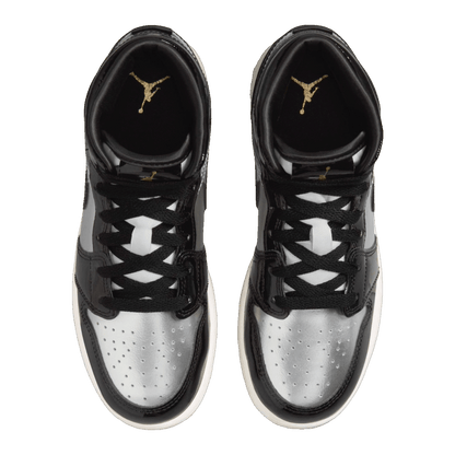 Nike Air Jordan 1 Mid SE Black Metallic Silver Sail Metallic Gold (GS) Oben