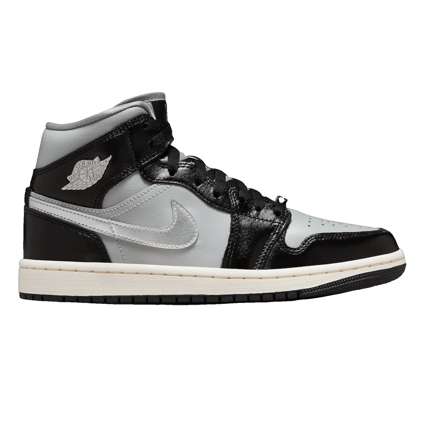 Nike Air Jordan 1 Mid SE Black Metallic Silver (W)