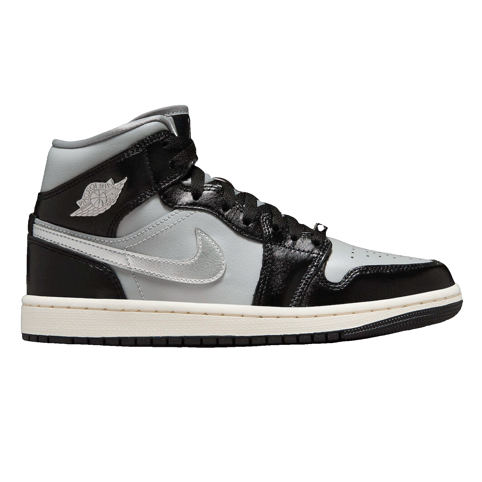 Nike Air Jordan 1 Mid SE Black Metallic Silver (W)