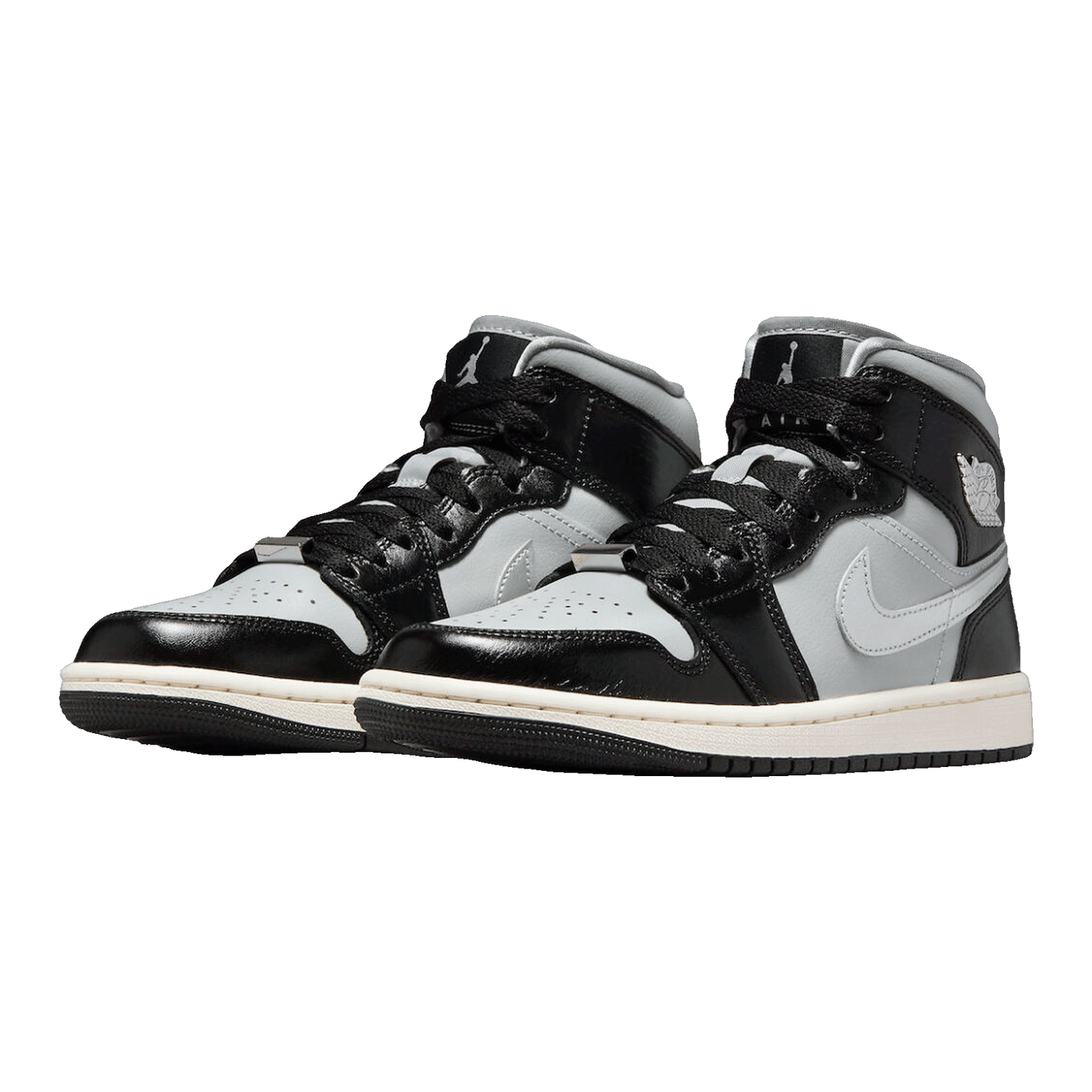 Nike Air Jordan 1 Mid SE Black Metallic Silver (W) Side