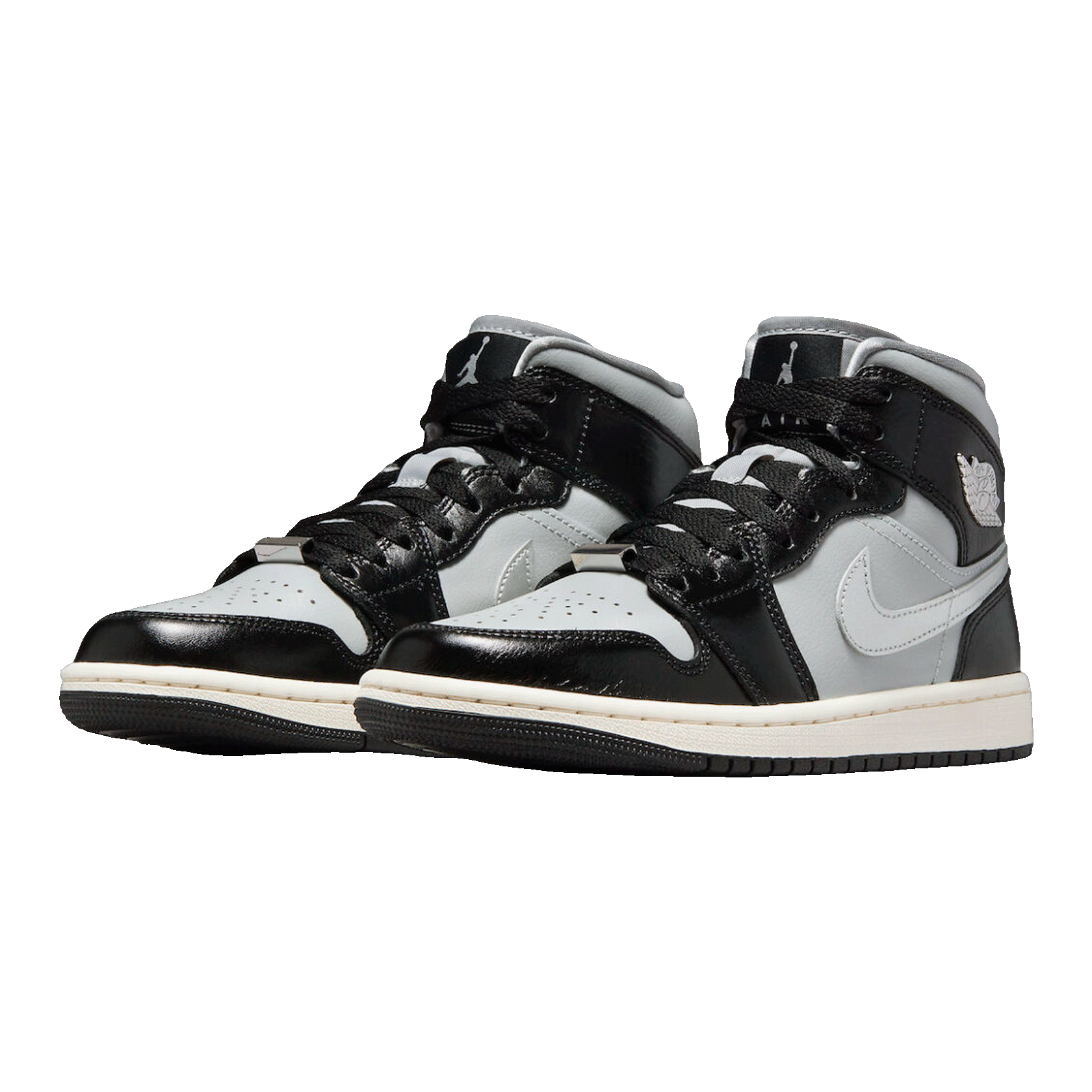 Nike Air Jordan 1 Mid SE Black Metallic Silver (W) Side