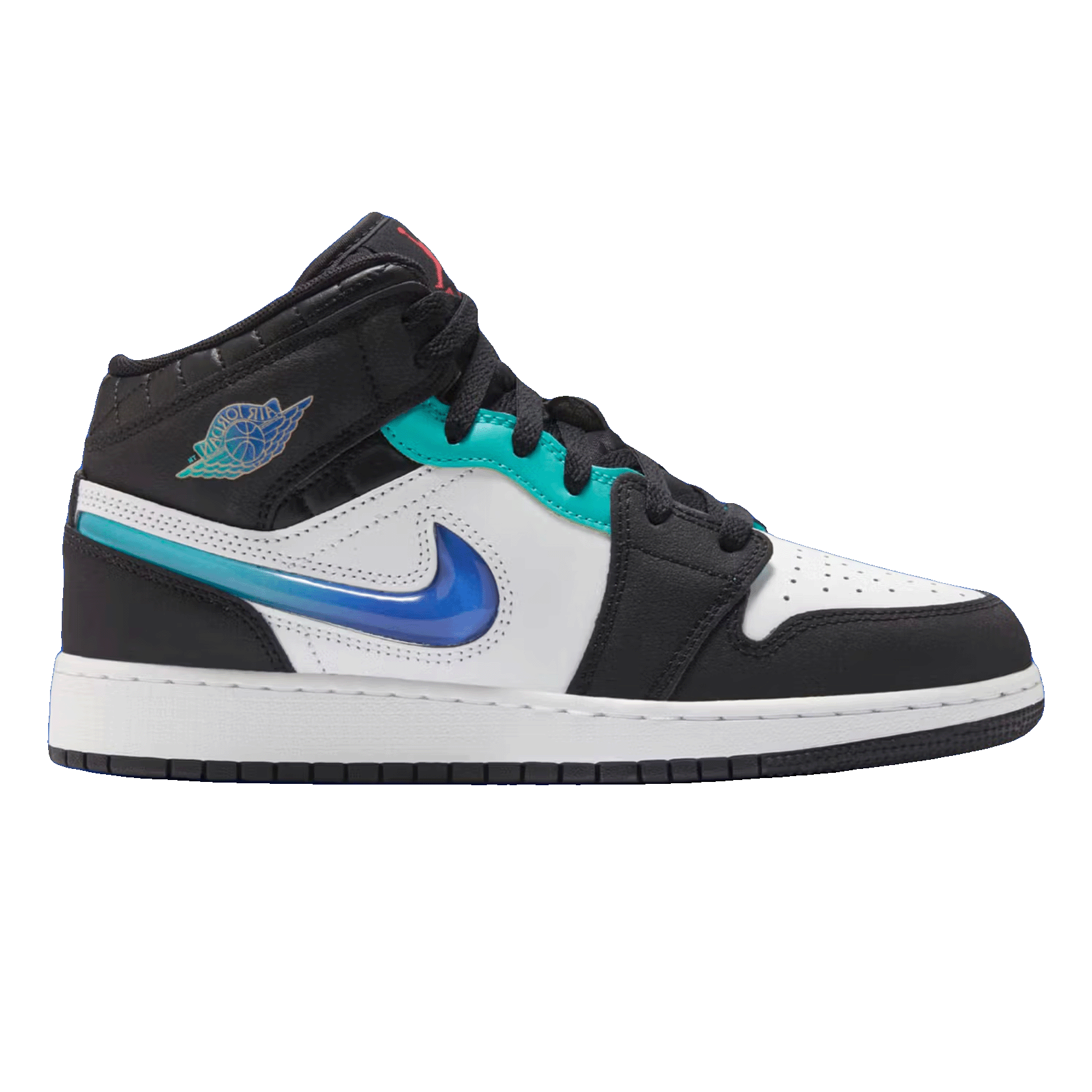 Nike Air Jordan 1 Mid SE Black White Hyper Jade (GS)