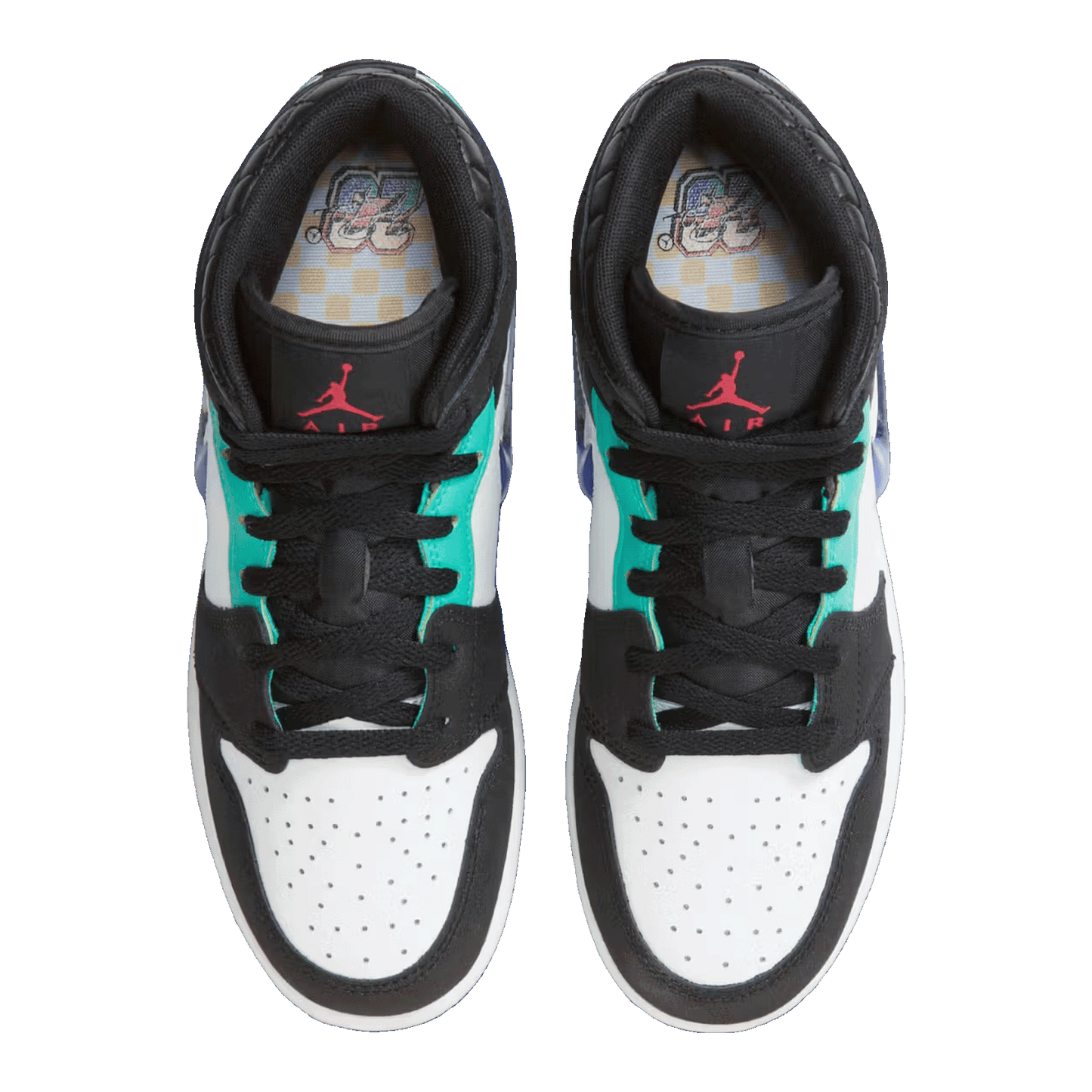 Nike Air Jordan 1 Mid SE Black White Hyper Jade (GS) Oben
