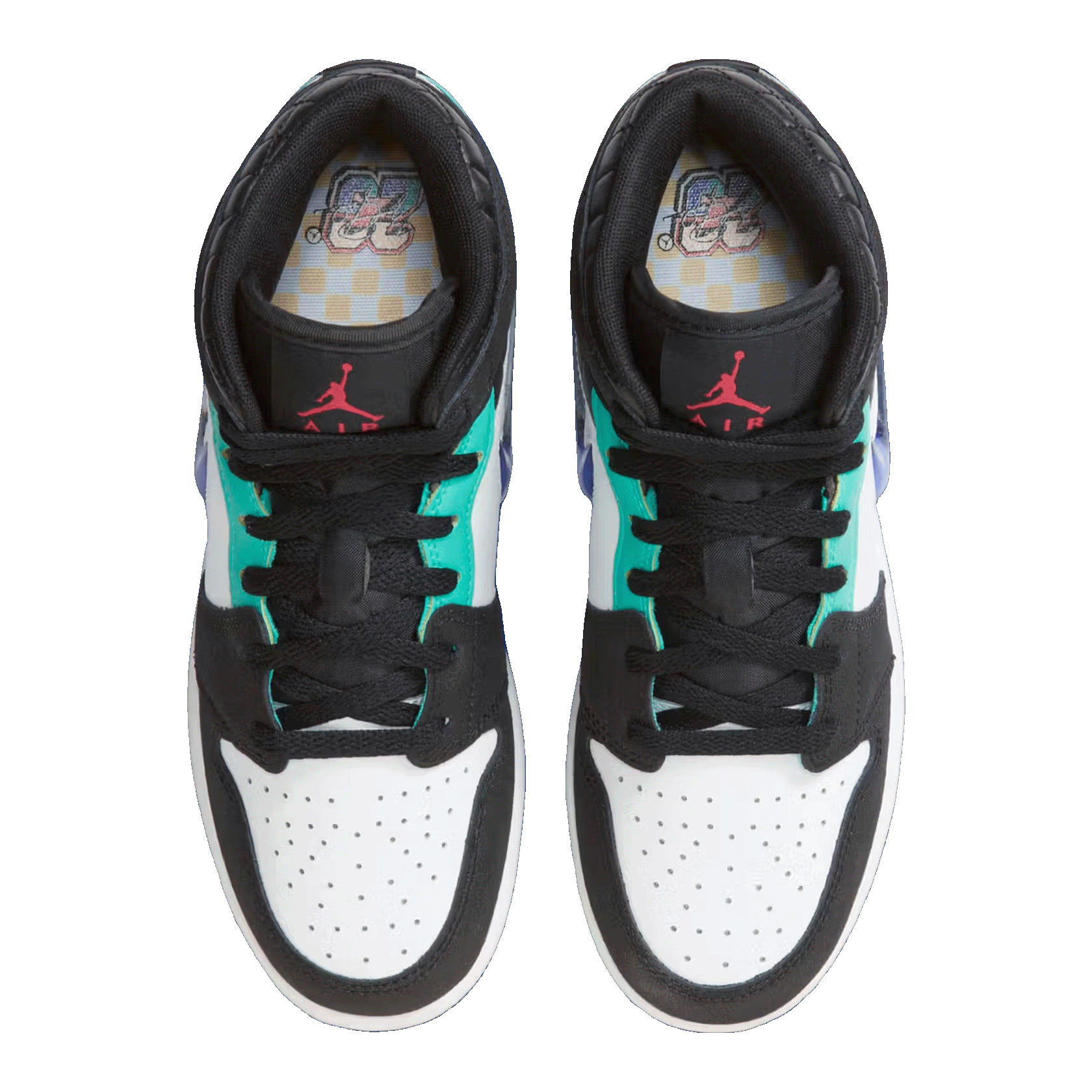 Nike Air Jordan 1 Mid SE Black White Hyper Jade (GS) Oben