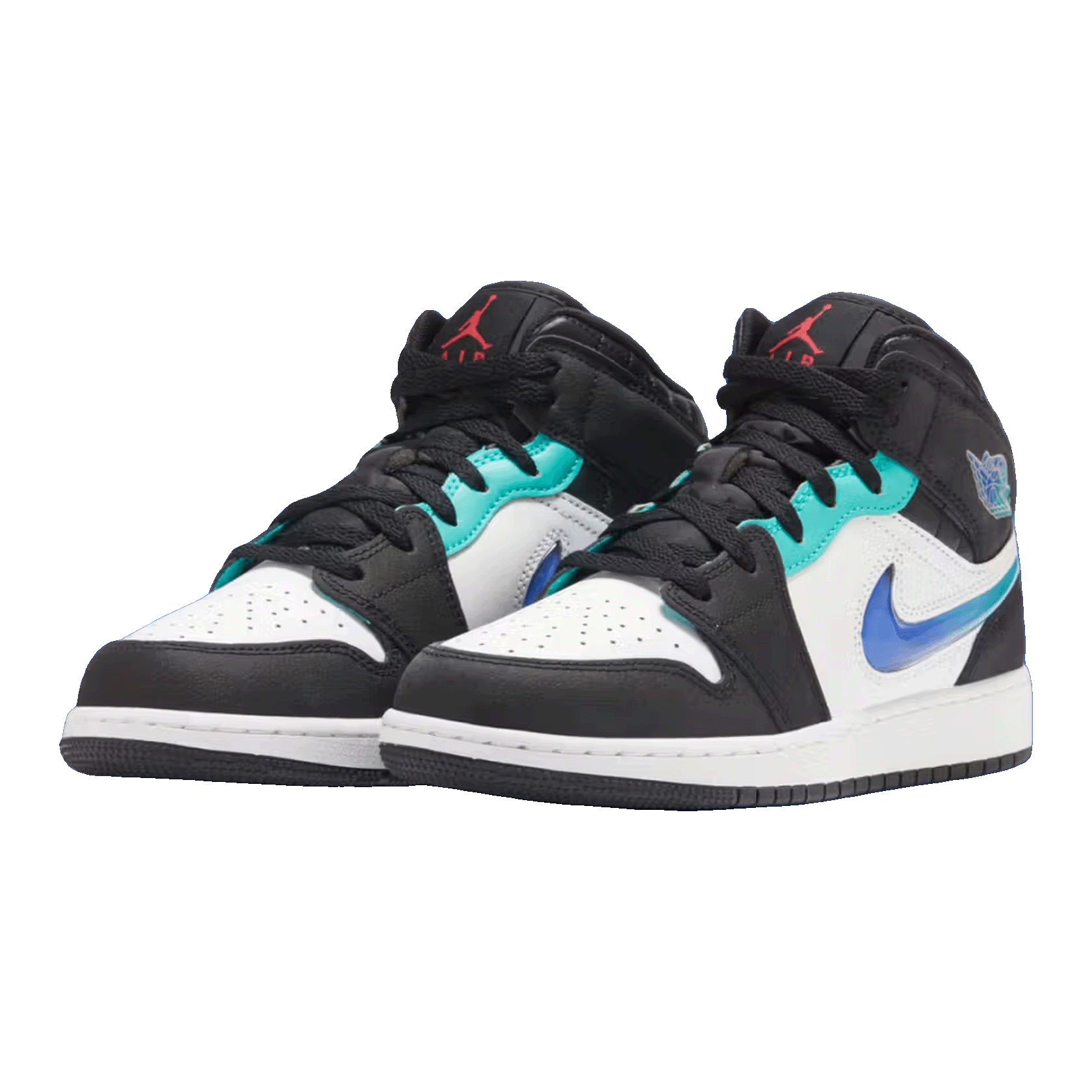 Nike Air Jordan 1 Mid SE Black White Hyper Jade (GS) Side