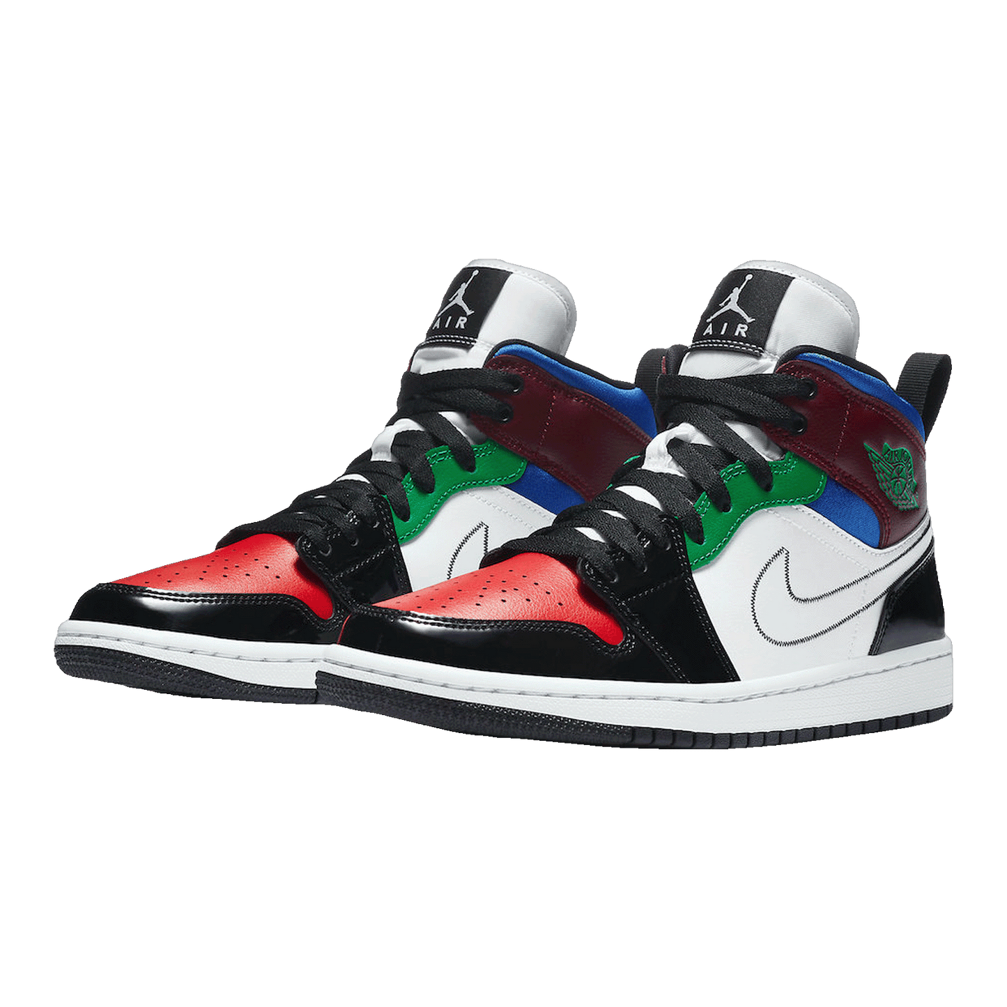 Nike Air Jordan 1 Mid SE Black White Multi-Color (W) Side