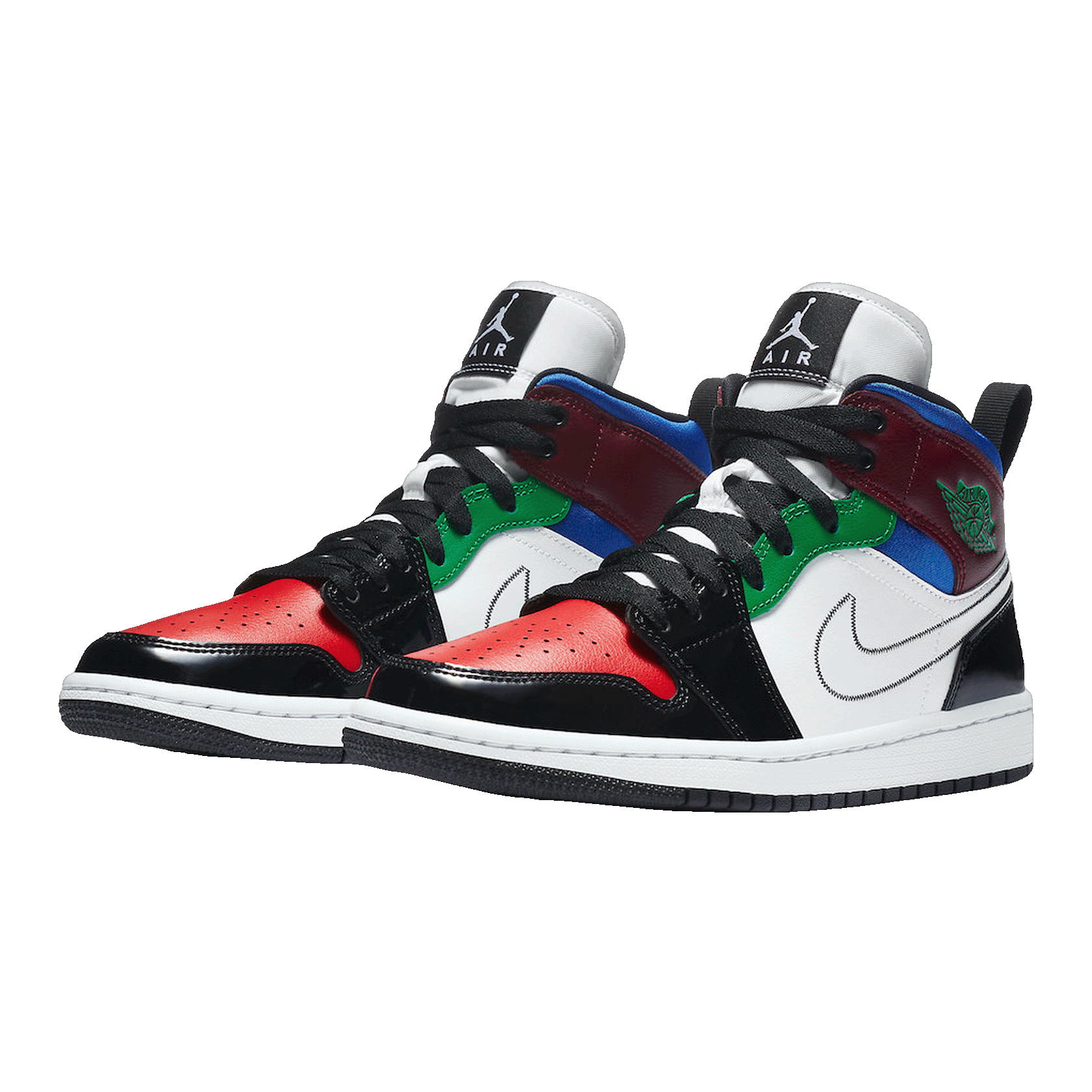 Nike Air Jordan 1 Mid SE Black White Multi-Color (W) Side