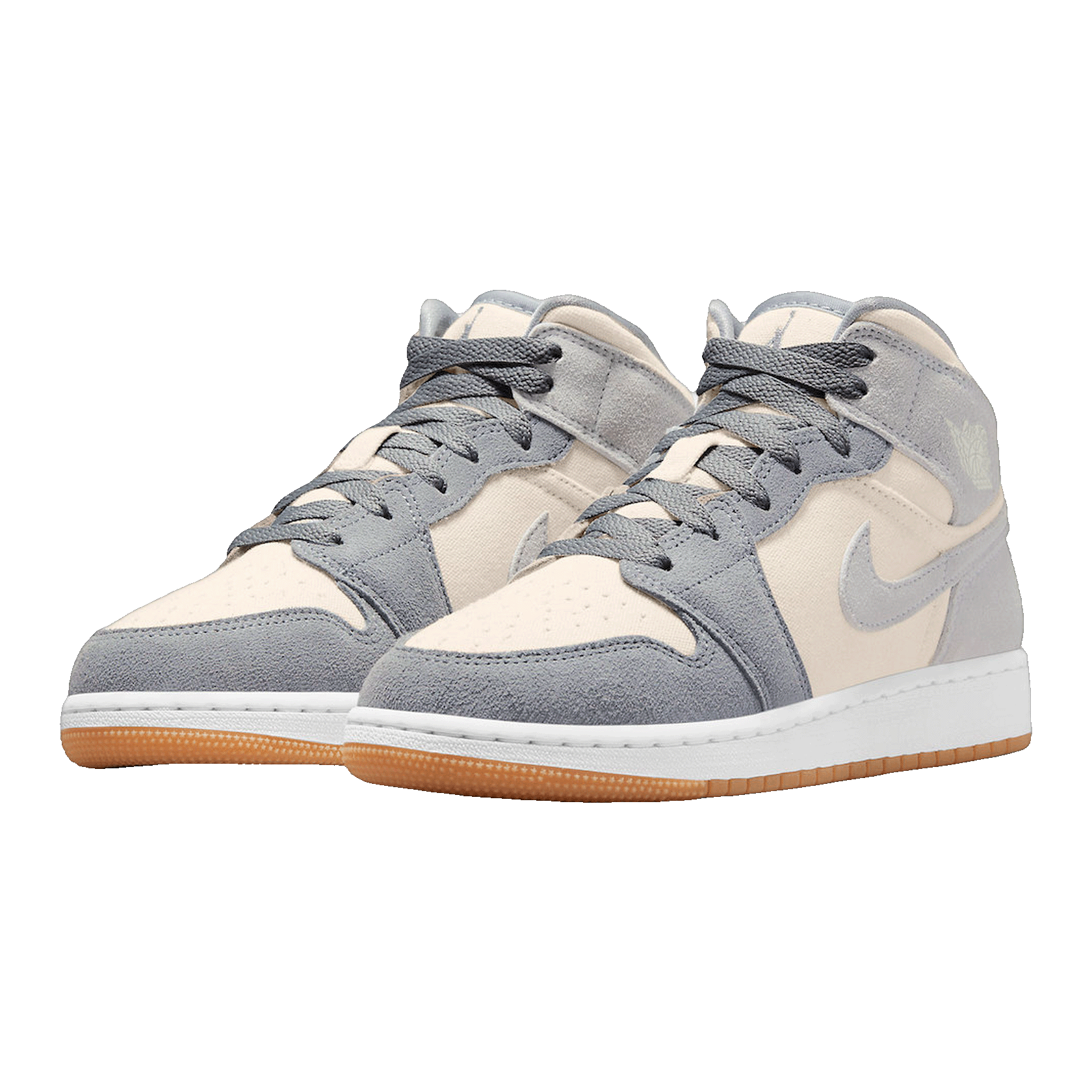 Nike Air Jordan 1 Mid SE Coconut Milk Particle Grey (GS) Side