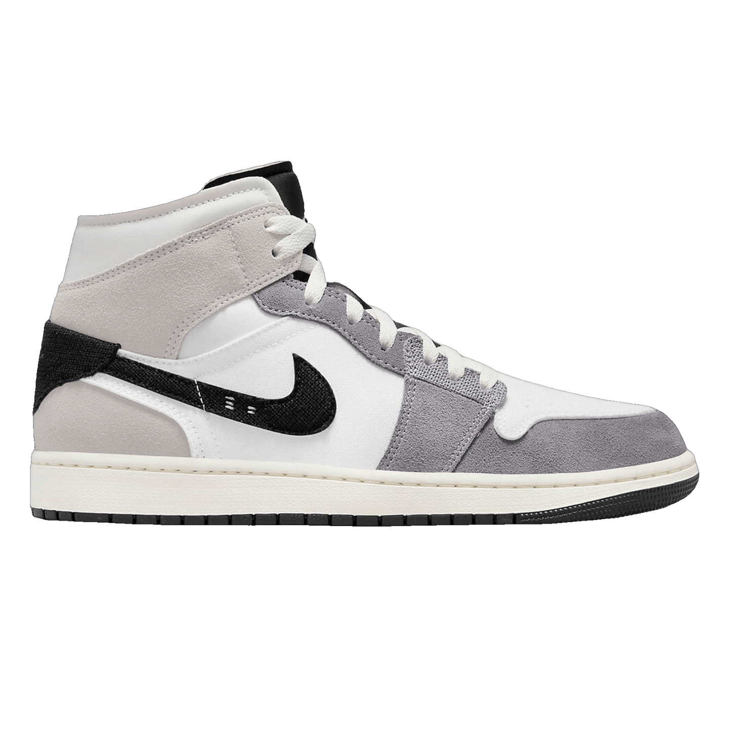 Nike Air Jordan 1 Mid SE Craft White Cement Grey Black (GS)