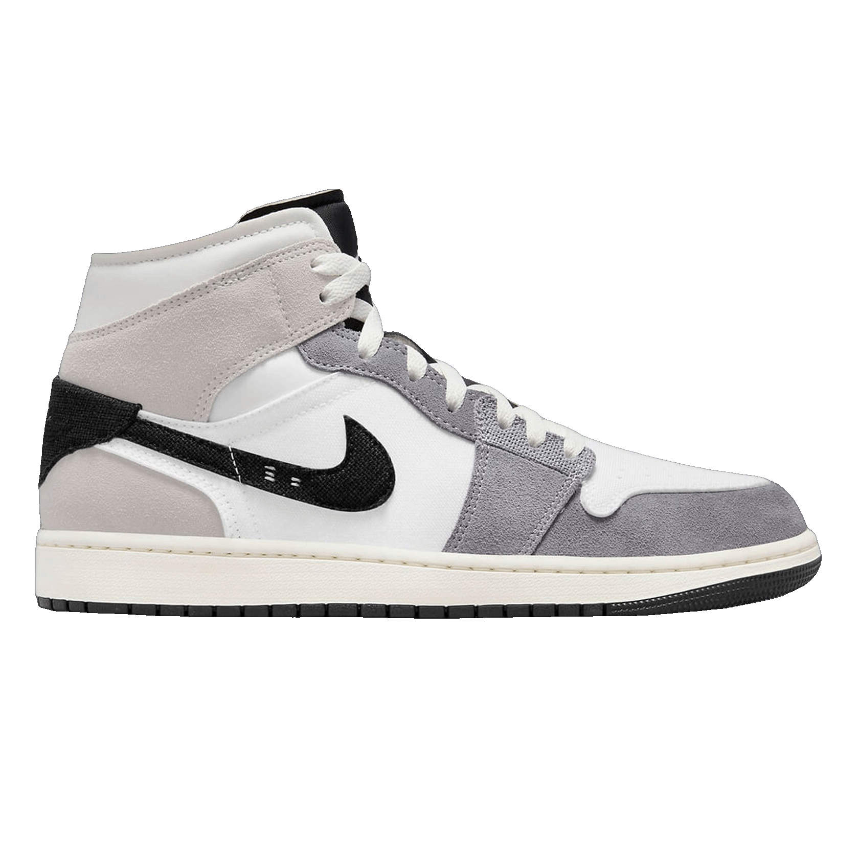 Nike Air Jordan 1 Mid SE Craft White Cement Grey Black (GS)