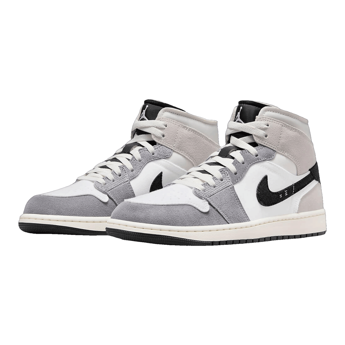 Nike Air Jordan 1 Mid SE Craft White Cement Grey Black (GS) Side