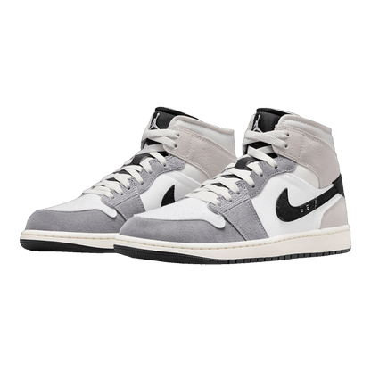 Nike Air Jordan 1 Mid SE Craft White Cement Grey Black (GS) Side