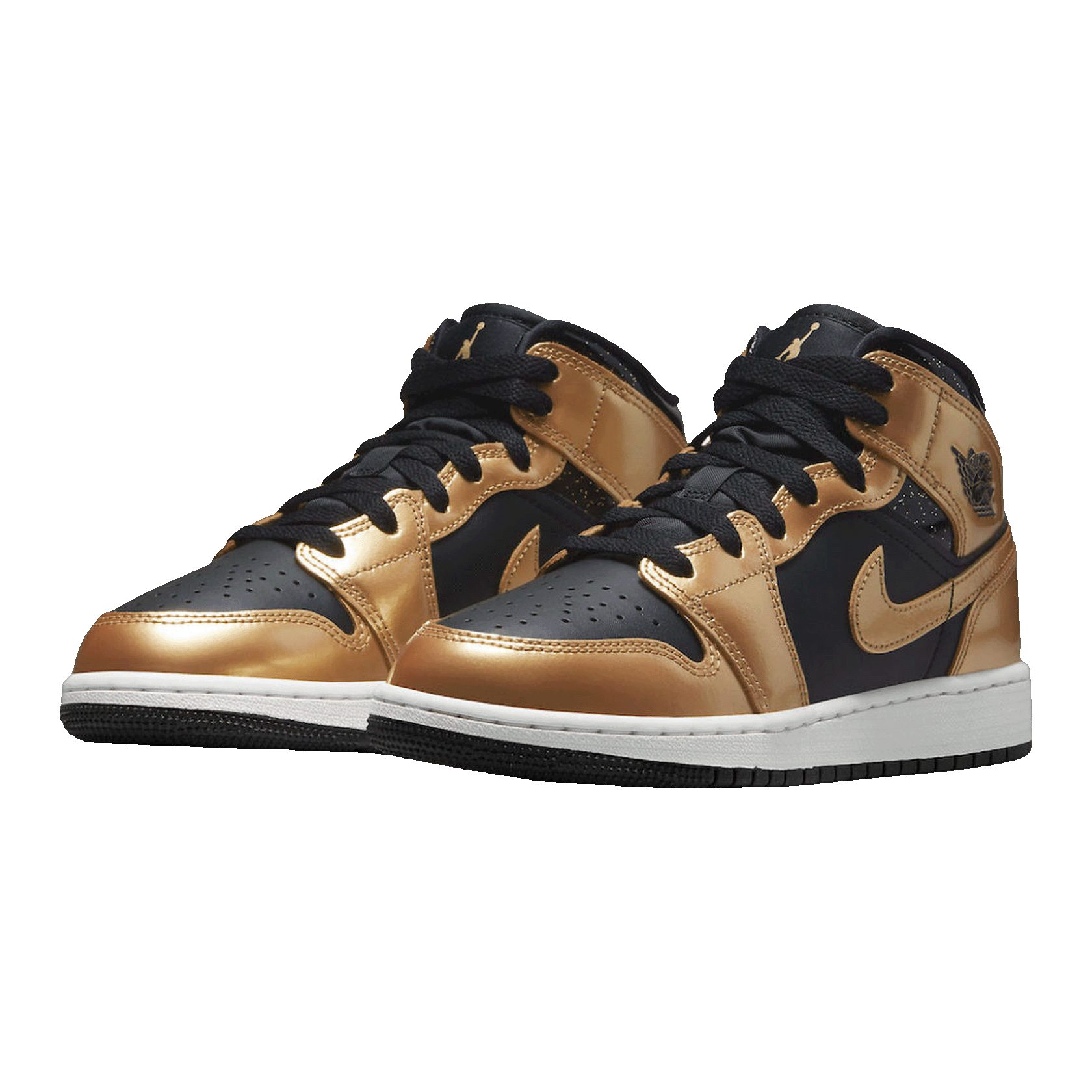 Nike Air Jordan 1 Mid SE Metallic Gold Black (GS) Side