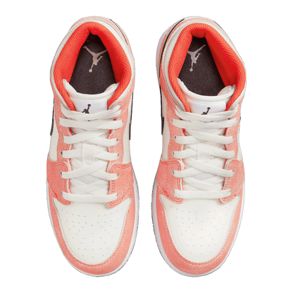 Nike Air Jordan 1 Mid SE Orange Suede (GS) Oben