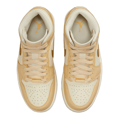 Nike Air Jordan 1 Mid SE Pale Vanilla Metallic Gold (W) Oben