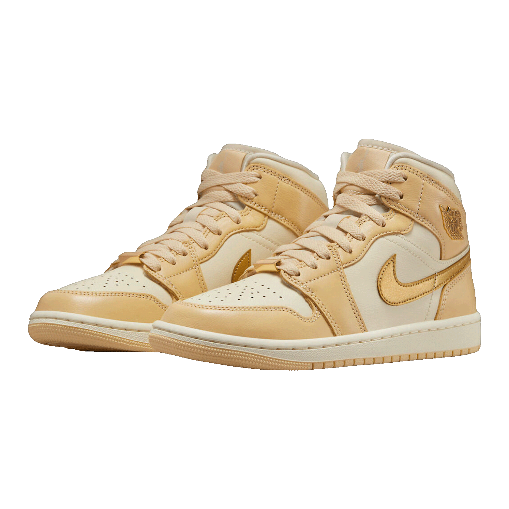 Nike Air Jordan 1 Mid SE Pale Vanilla Metallic Gold (W) Side