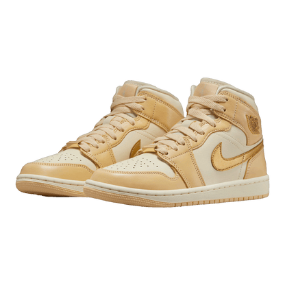 Nike Air Jordan 1 Mid SE Pale Vanilla Metallic Gold (W) Side