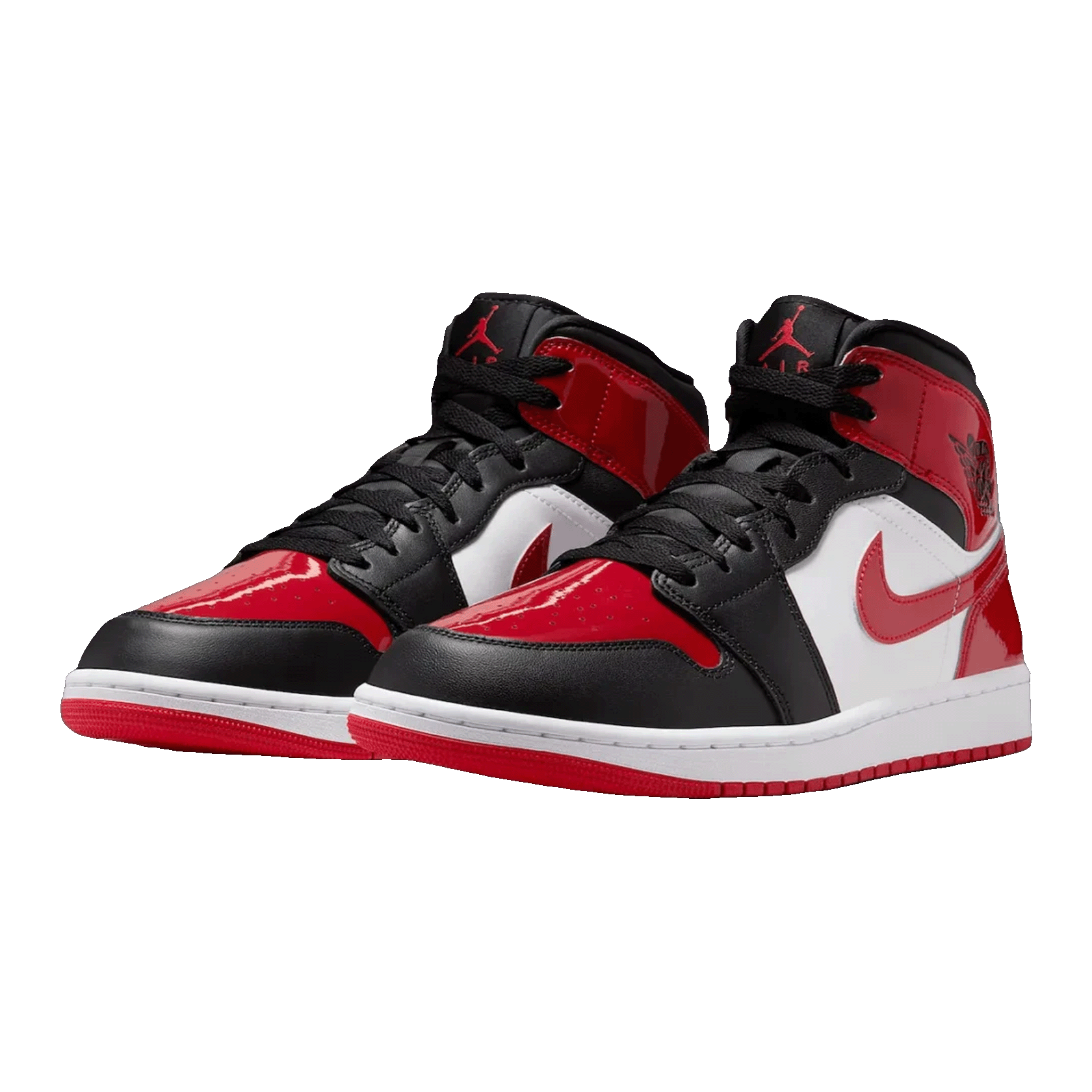 Nike Air Jordan 1 Mid SE Patent Bred Toe Side
