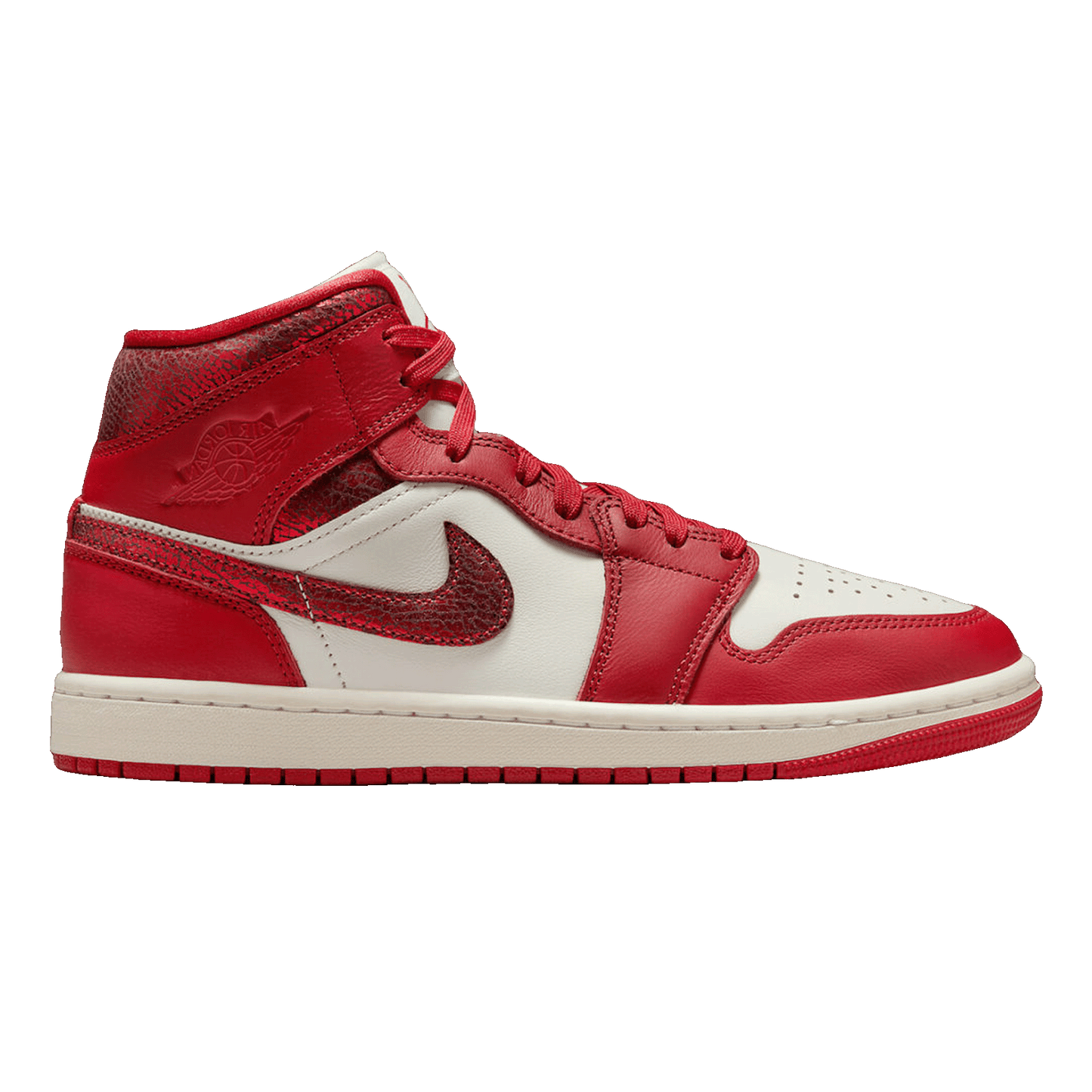 Nike Air Jordan 1 Mid SE Red Cracked Leather (W)