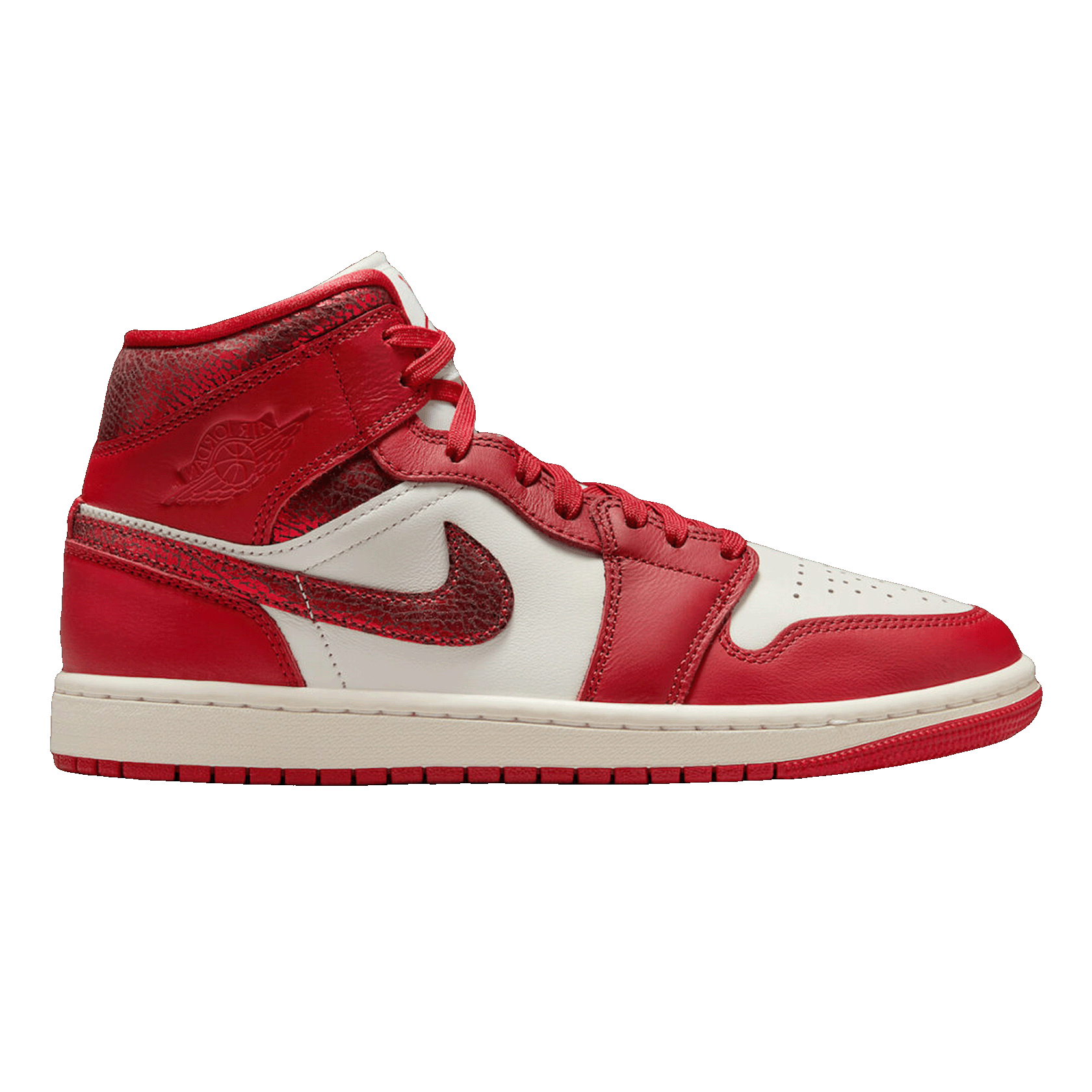 Nike Air Jordan 1 Mid SE Red Cracked Leather (W)