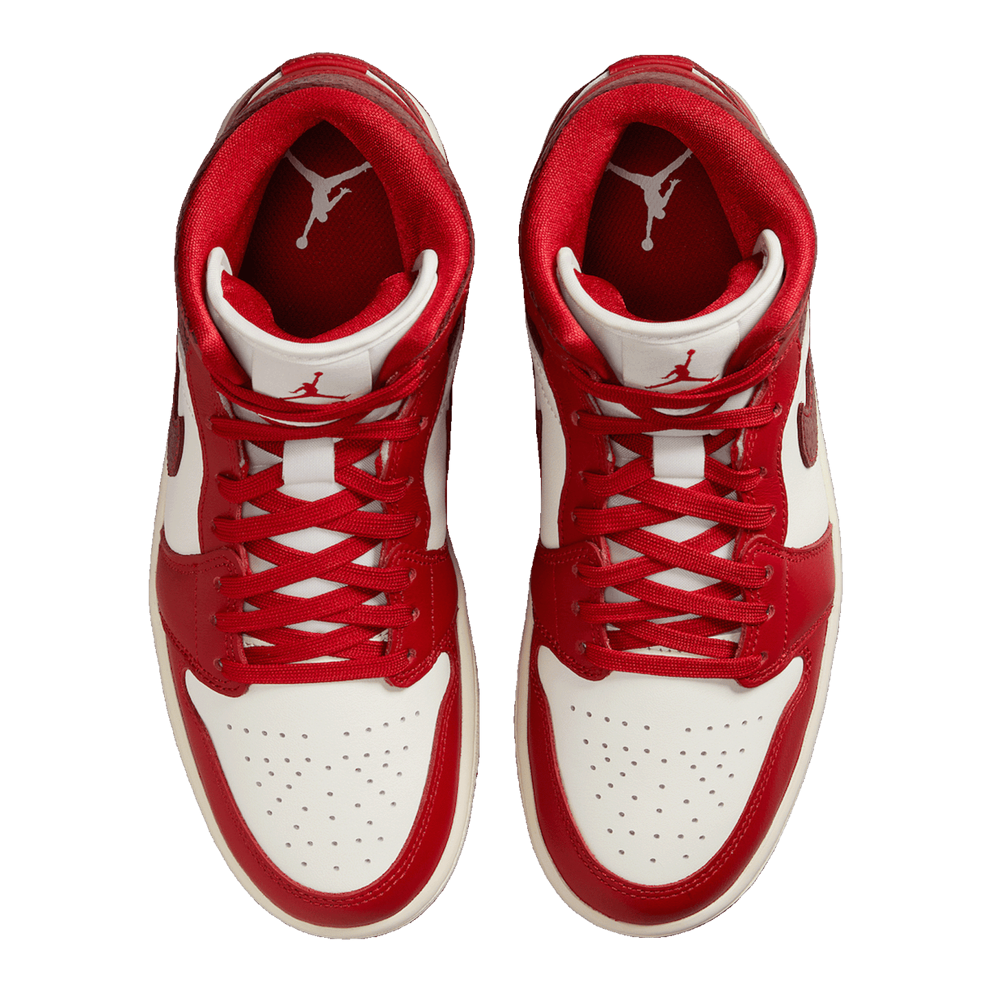 Nike Air Jordan 1 Mid SE Red Cracked Leather (W) Oben