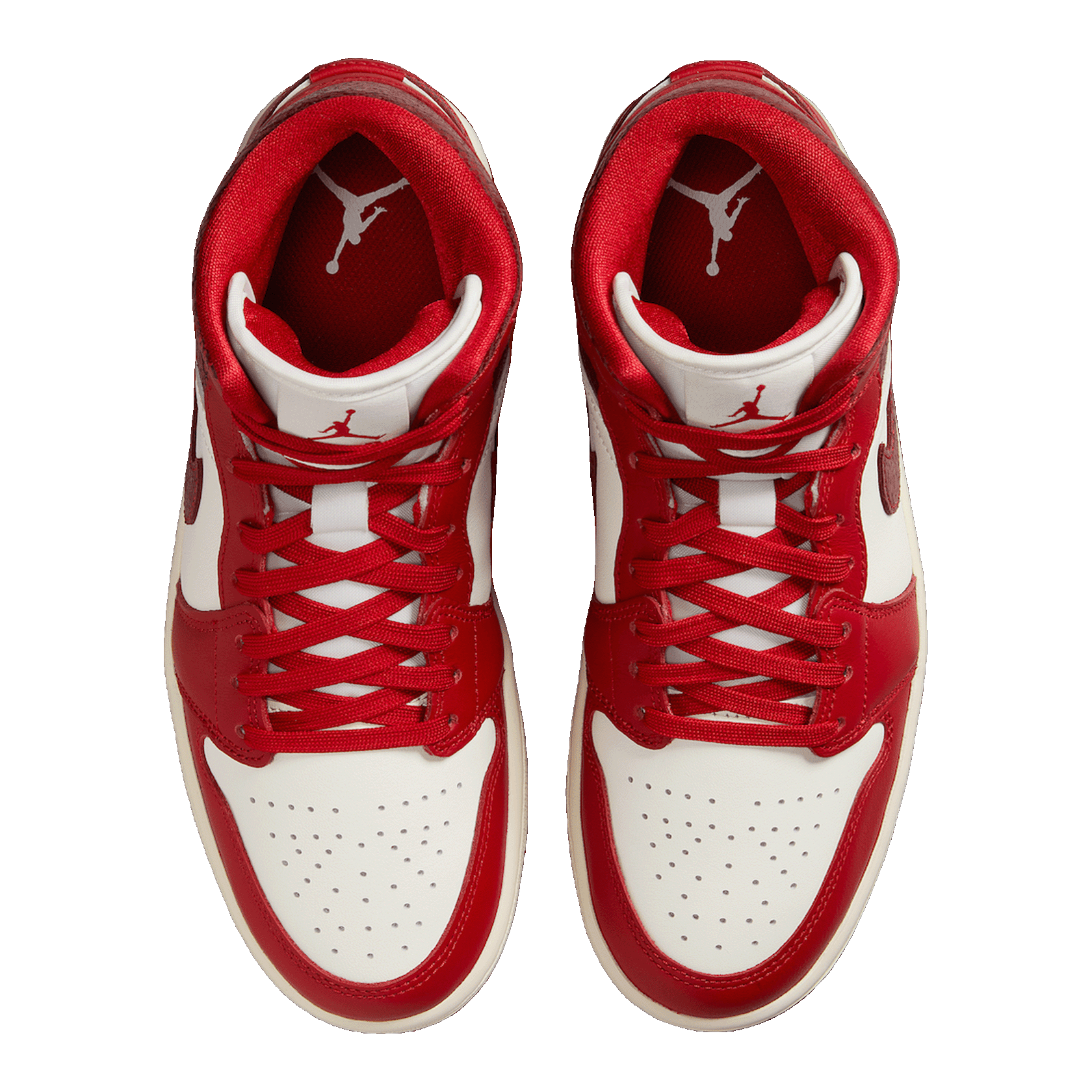 Nike Air Jordan 1 Mid SE Red Cracked Leather (W) Oben