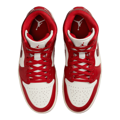 Nike Air Jordan 1 Mid SE Red Cracked Leather (W) Oben