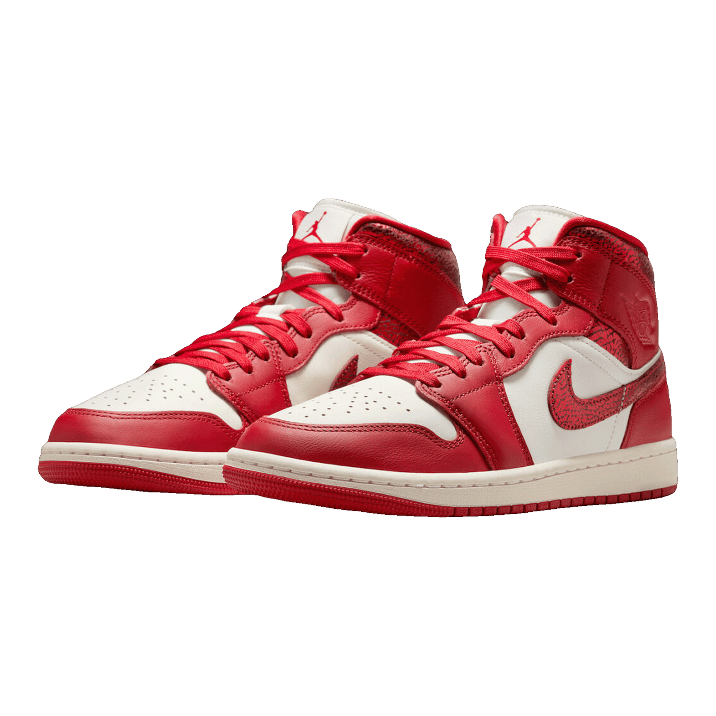Nike Air Jordan 1 Mid SE Red Cracked Leather (W) Side